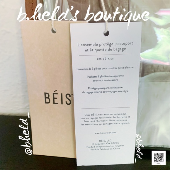 BÉIS The Passport & Luggage Tag Set in Maple Brown Brand New NWT - Picture 3 of 14